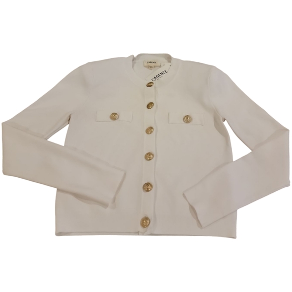 $475 L'AGENCE Toulouse Cardigan In Ivory Size Small - Picture 2 of 4